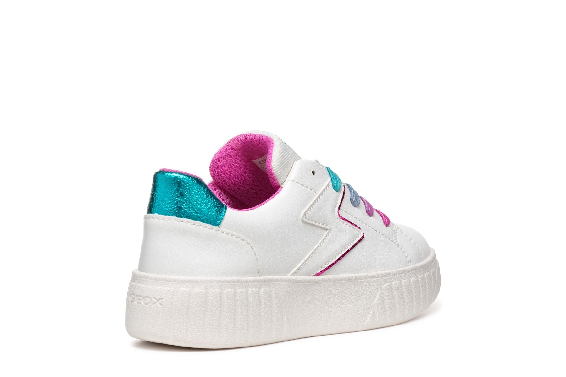 Geox pantofi fete sport cu siret colorat 36-37 Mikiroshi Alb/Multicolor