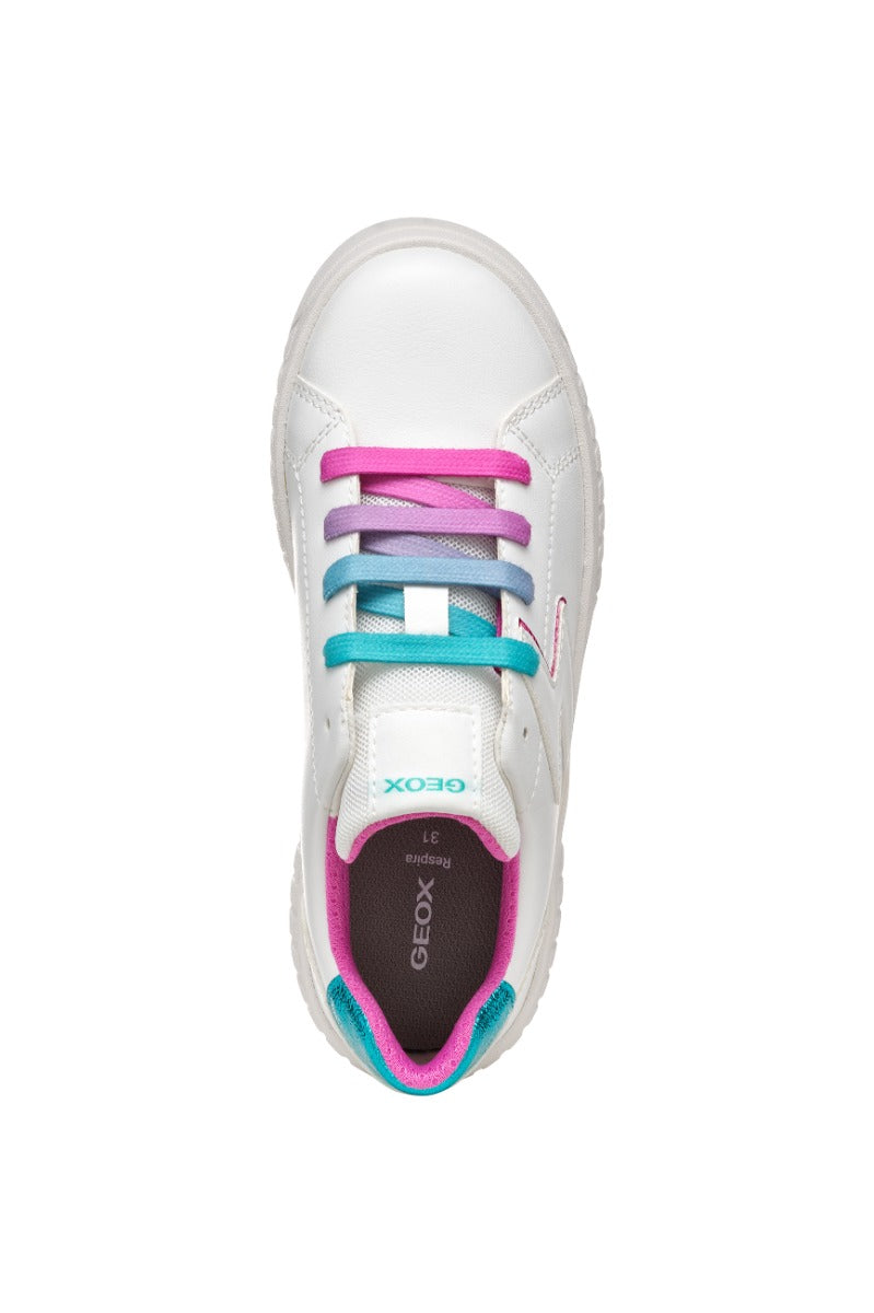 Geox pantofi fete sport cu siret colorat 28-35 Mikiroshi Alb/Multicolor