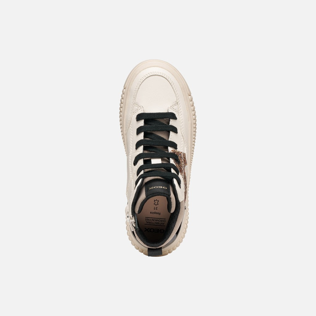 Geox Respira pantofi fete sport sneakers Laquinny 28-39 Light ivory/Light Bronze