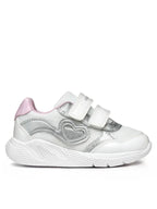 Geox pantofi fete sport Spintye 24-27 White/Silver cu inimioara