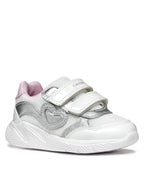 Geox pantofi fete sport Spintye 24-27 White/Silver cu inimioara