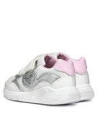 Geox pantofi fete sport Spintye 24-27 White/Silver cu inimioara