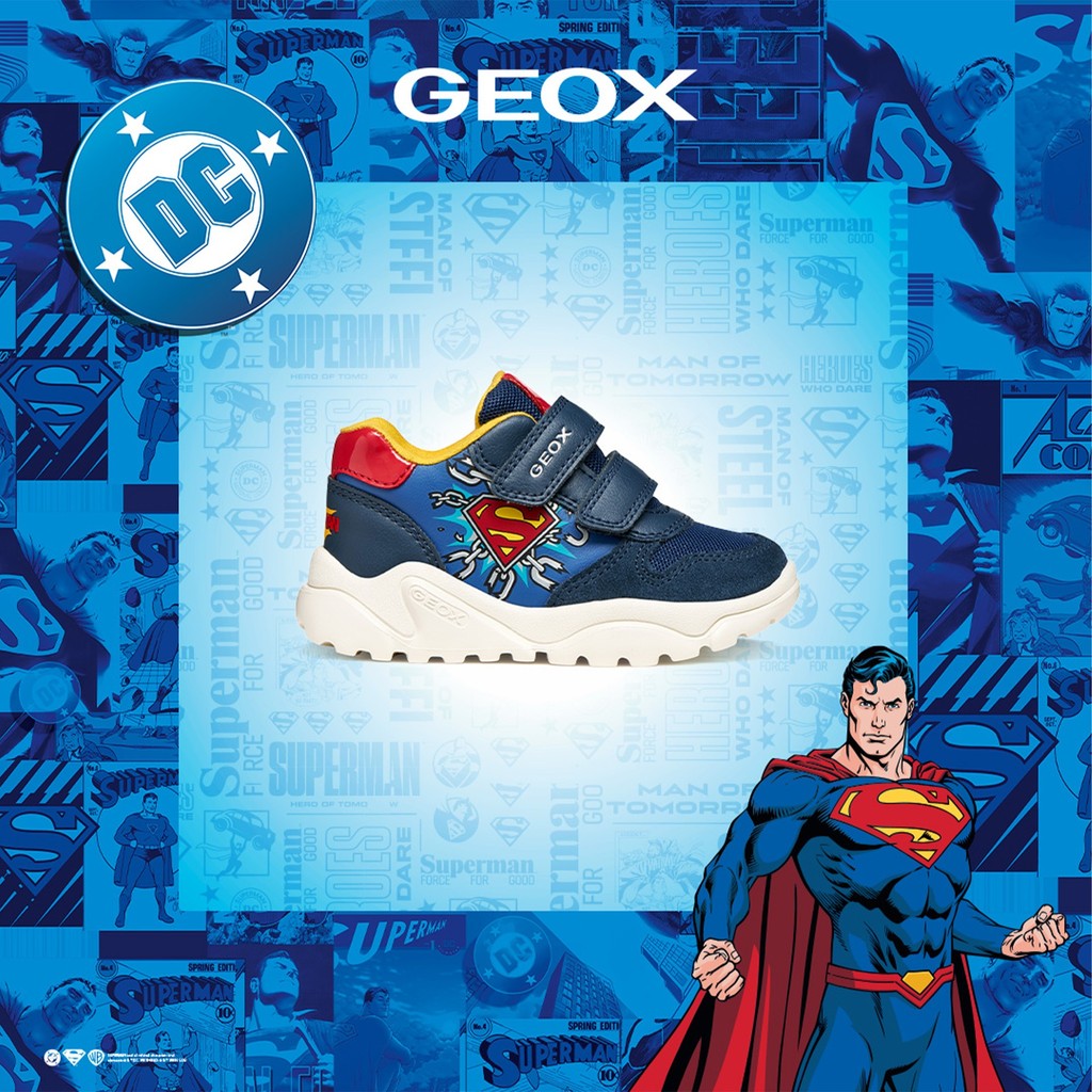 Geox pantofi baieti sport Ciufciuf  22-27 Light navy/Red cu Superman
