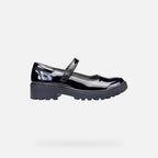 Geox Respira pantofi eleganti fete pentru scoala Casey 28-37 Black lacuit