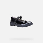 Geox Respira pantofi eleganti fete pentru scoala Casey 28-37 Black lacuit