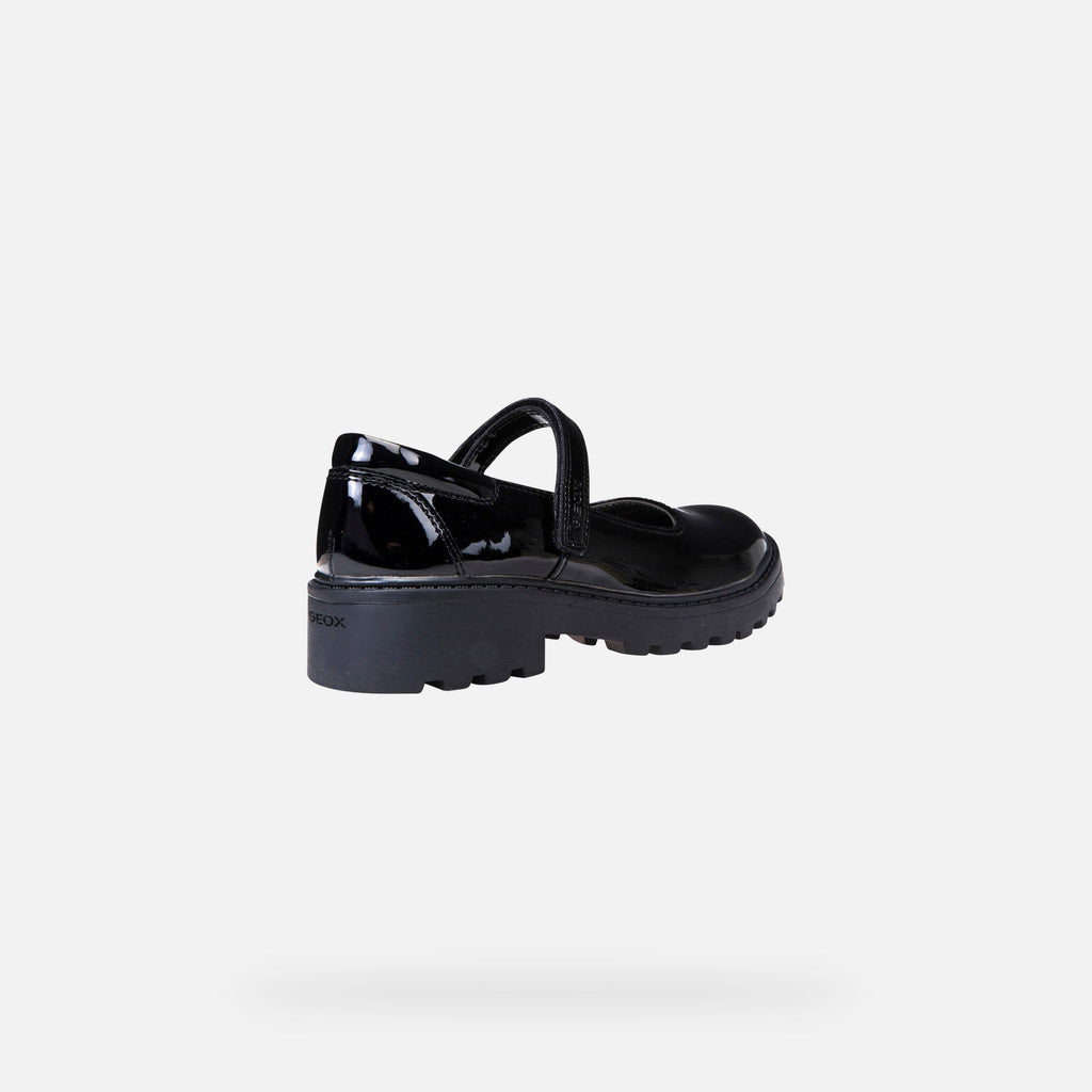 Geox Respira pantofi eleganti fete pentru scoala Casey 28-37 Black lacuit