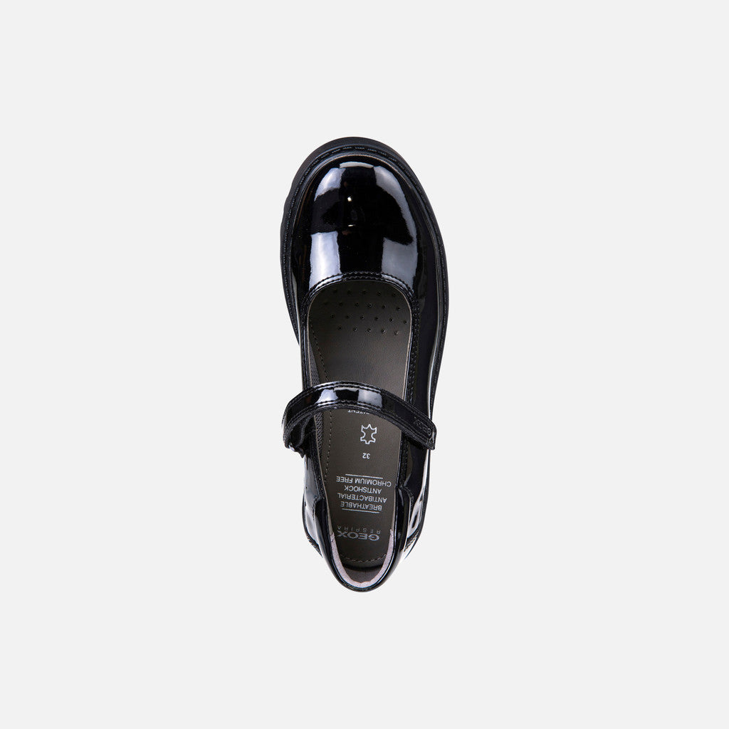 Geox Respira pantofi eleganti fete pentru scoala Casey 28-37 Black lacuit