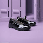 Geox Respira pantofi eleganti fete pentru scoala Casey 28-37 Black lacuit