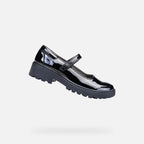 Geox Respira pantofi eleganti fete pentru scoala Casey 28-37 Black lacuit