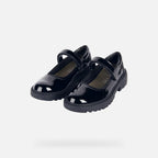 Geox Respira pantofi eleganti fete pentru scoala Casey 28-37 Black lacuit