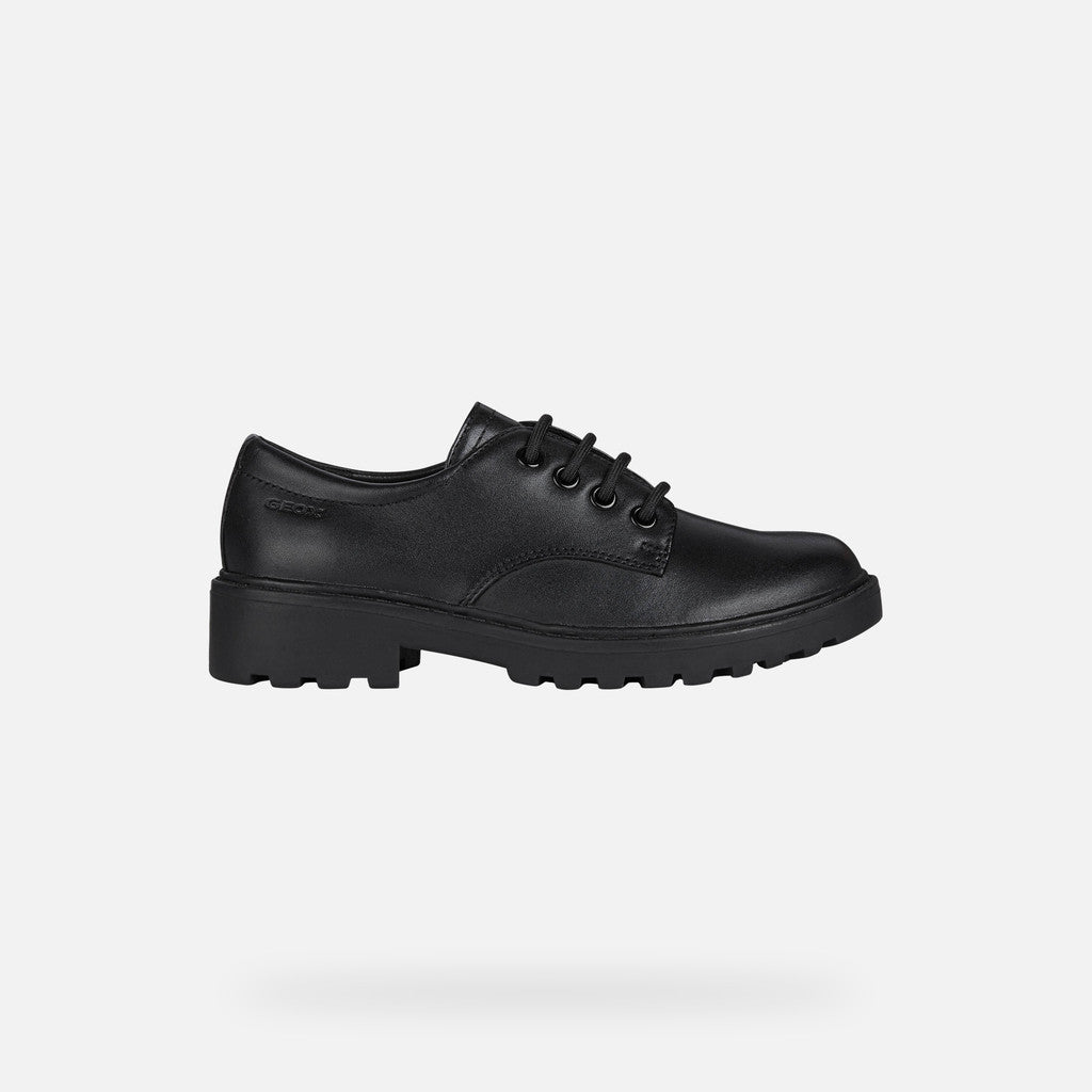 Geox Respira pantofi fete pentru scoala cu siret Casey 31-36 Black