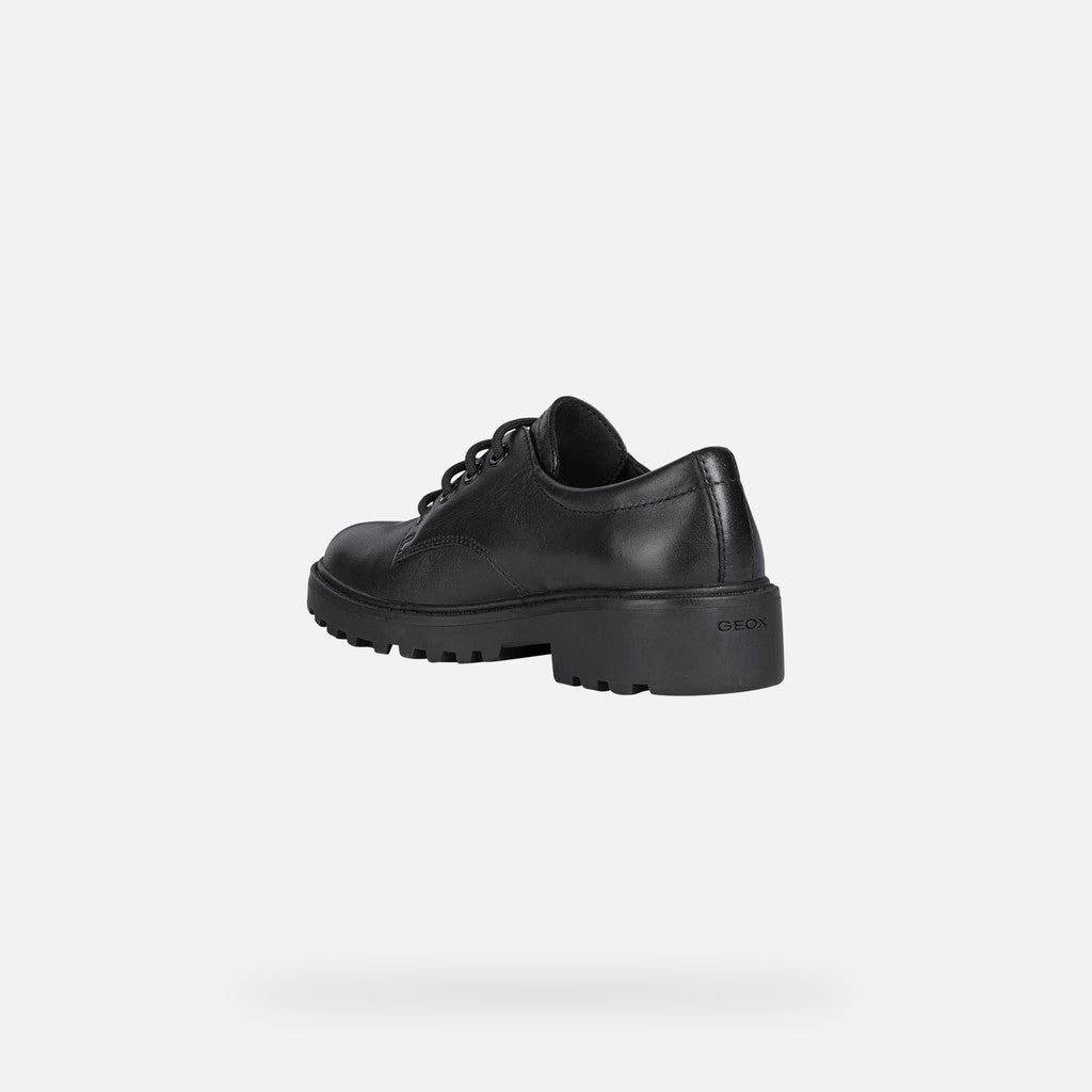 Geox Respira pantofi fete pentru scoala cu siret Casey 31-36 Black