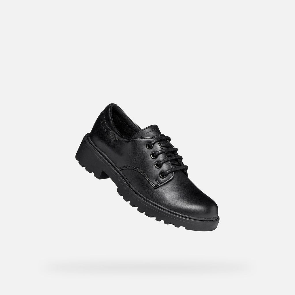 Geox Respira pantofi fete pentru scoala cu siret Casey 31-36 Black
