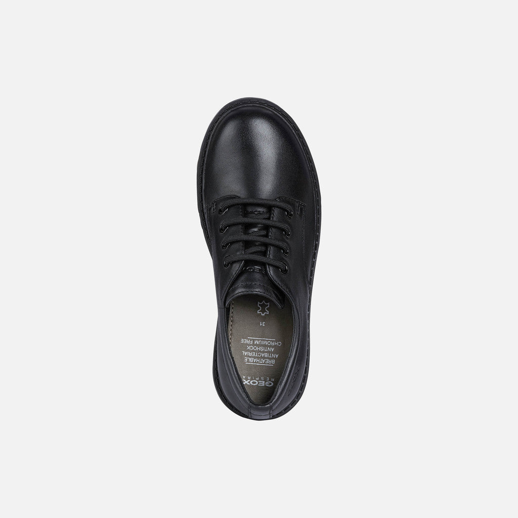 Geox Respira pantofi fete pentru scoala cu siret Casey 31-36 Black