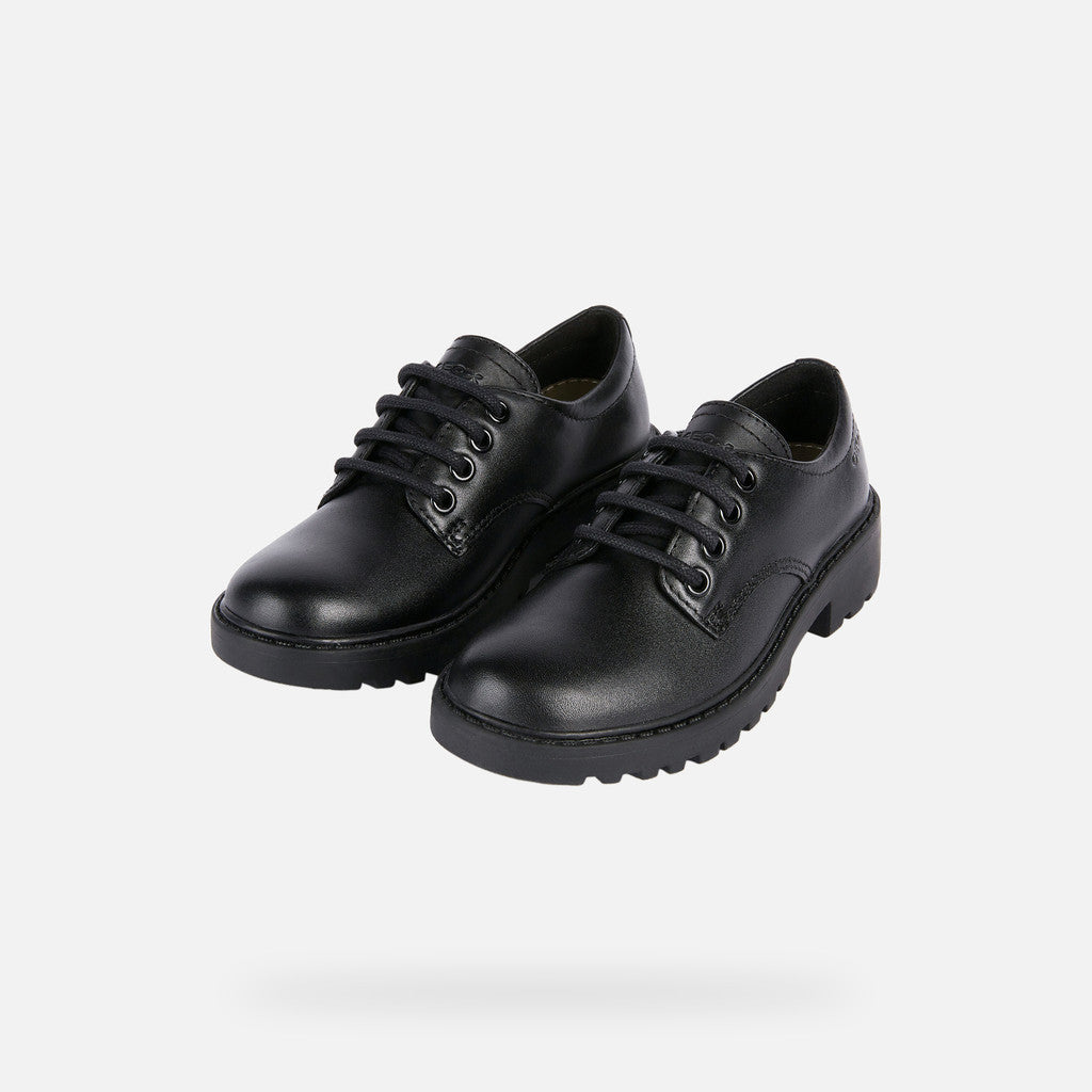 Geox Respira pantofi fete pentru scoala cu siret Casey 31-36 Black