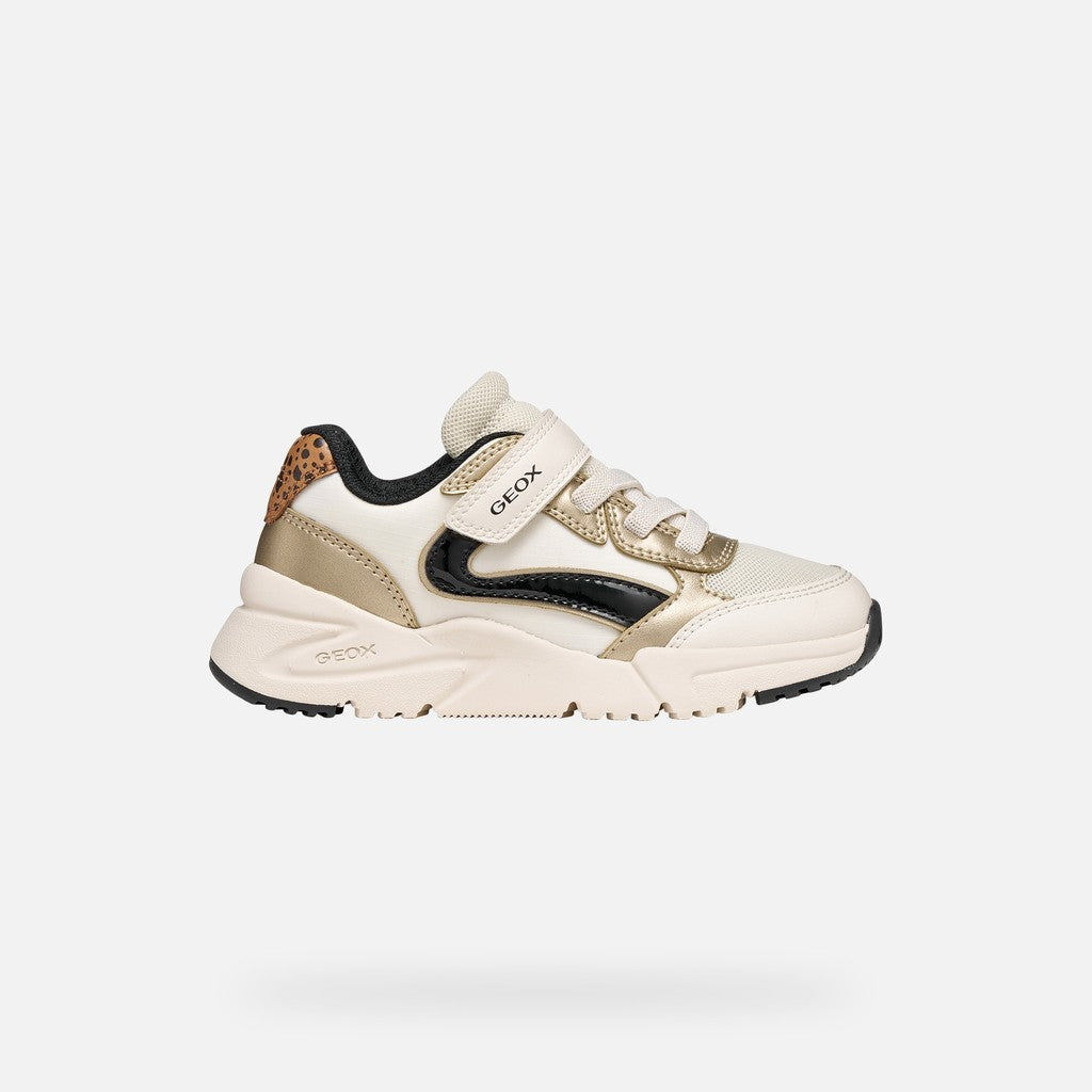 Geox Respira pantofi fete sport Loftus 24-39 Light ivory/Platinum