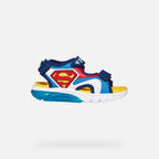 Geox sandale baieti cu LED Ciberdron 26-34 Superman Light blue/Red