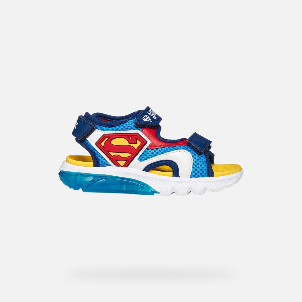 Geox sandale baieti cu LED Ciberdron 26-34 Superman Light blue/Red