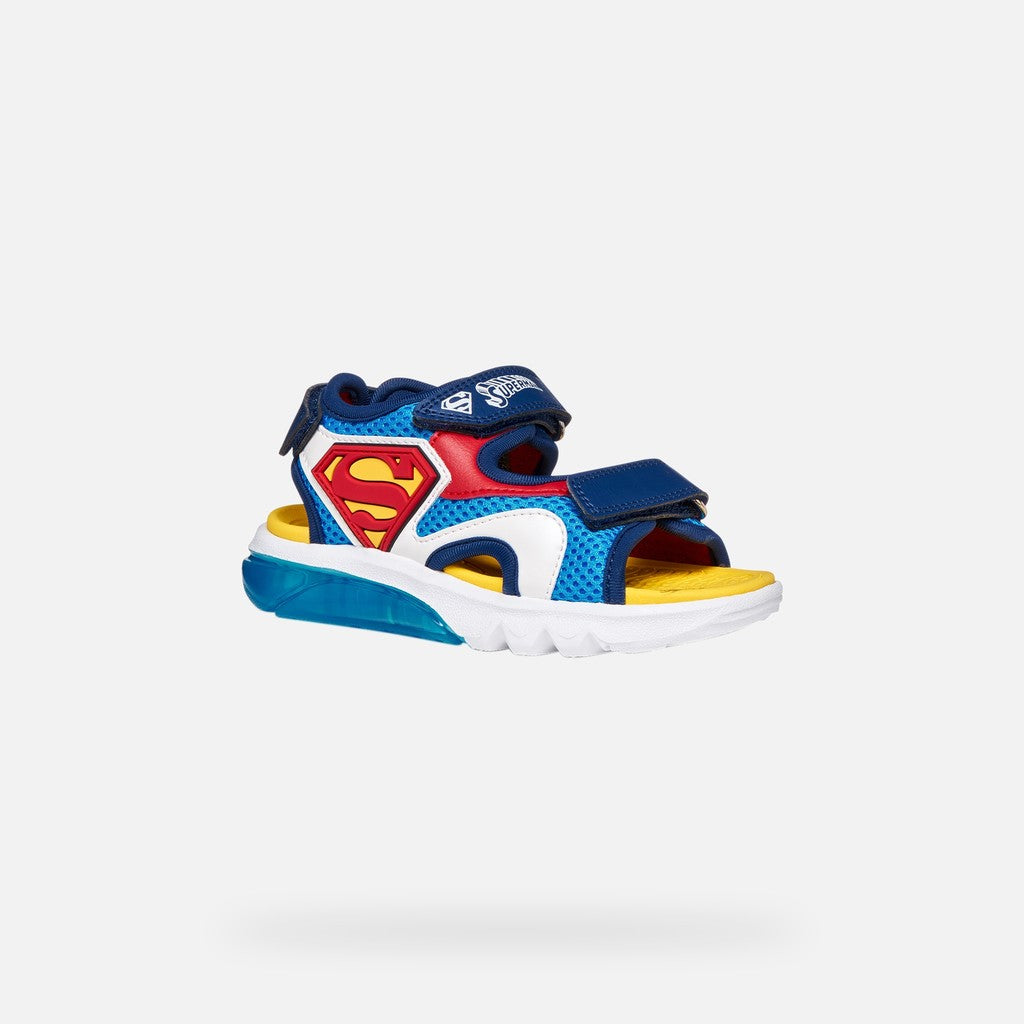 Geox sandale baieti cu LED Ciberdron 26-34 Superman Light blue/Red