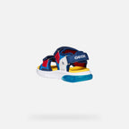 Geox sandale baieti cu LED Ciberdron 26-34 Superman Light blue/Red
