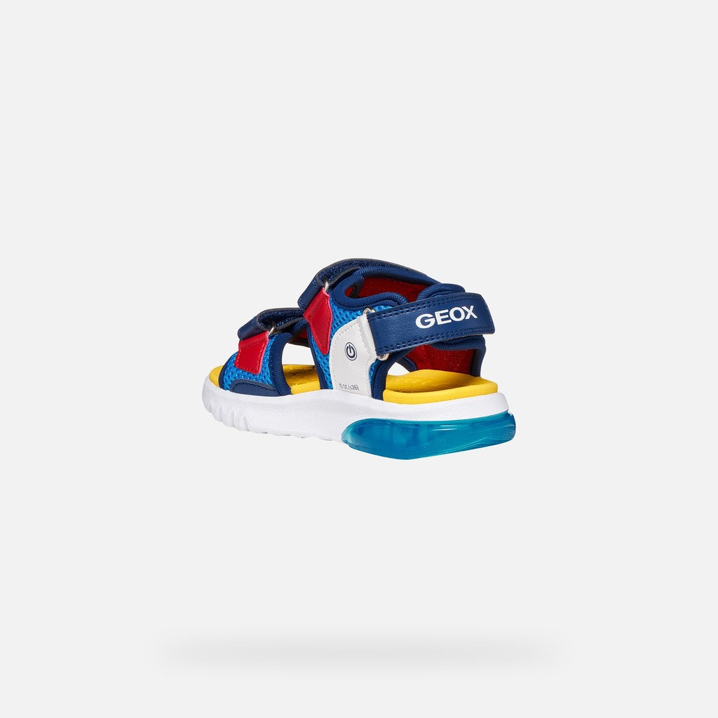 Geox sandale baieti cu LED Ciberdron 26-34 Superman Light blue/Red