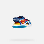 Geox sandale baieti cu LED Ciberdron 26-34 Superman Light blue/Red