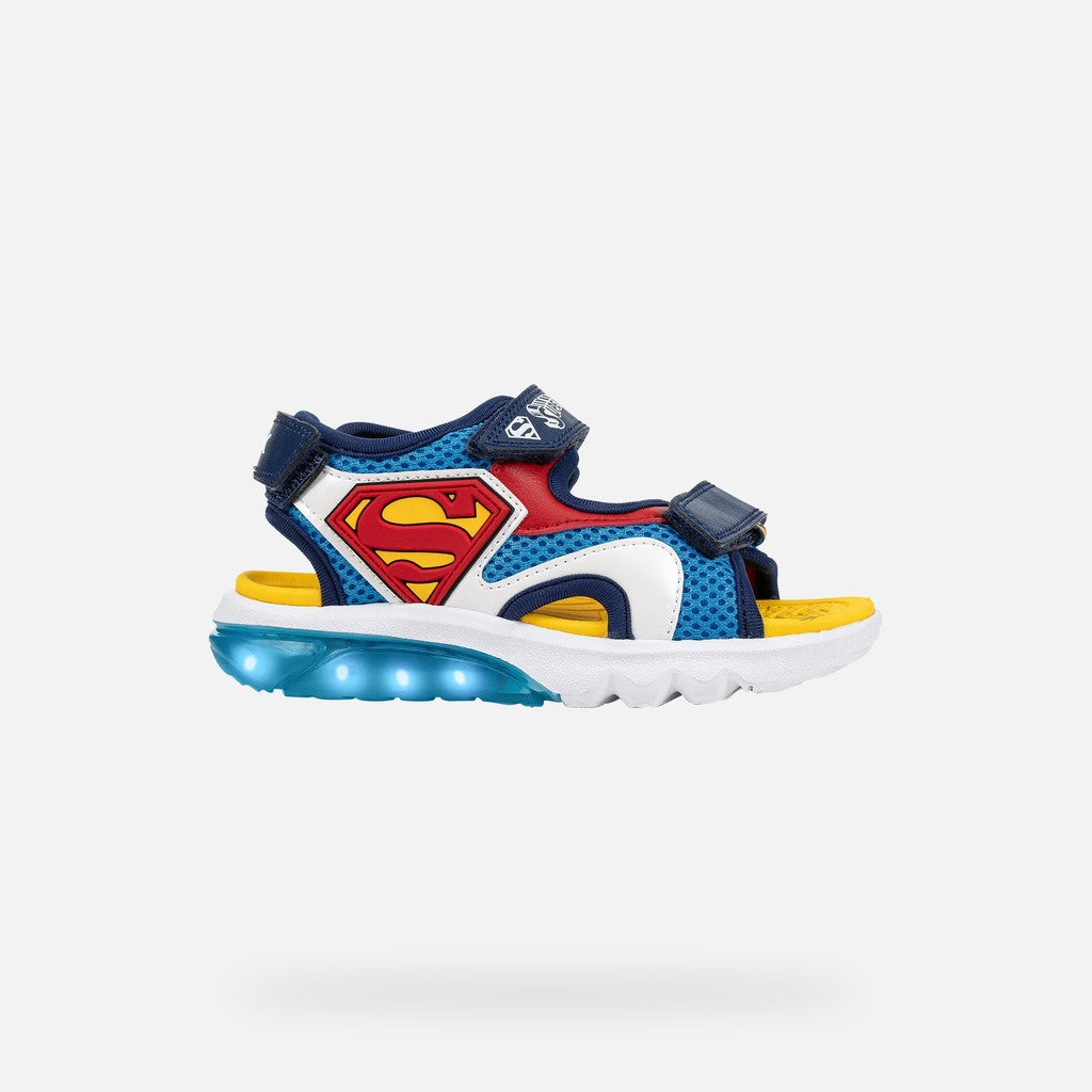 Geox sandale baieti cu LED Ciberdron 26-34 Superman Light blue/Red