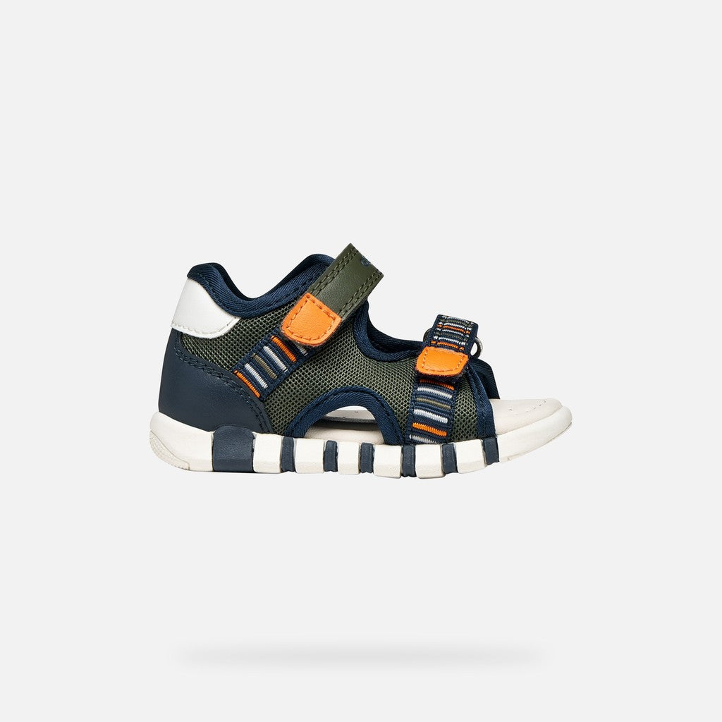 Geox sandale baieti Iupidoo Baby cu varf deschis 18-26 Dark green/Orange Imagine secundară a produsului