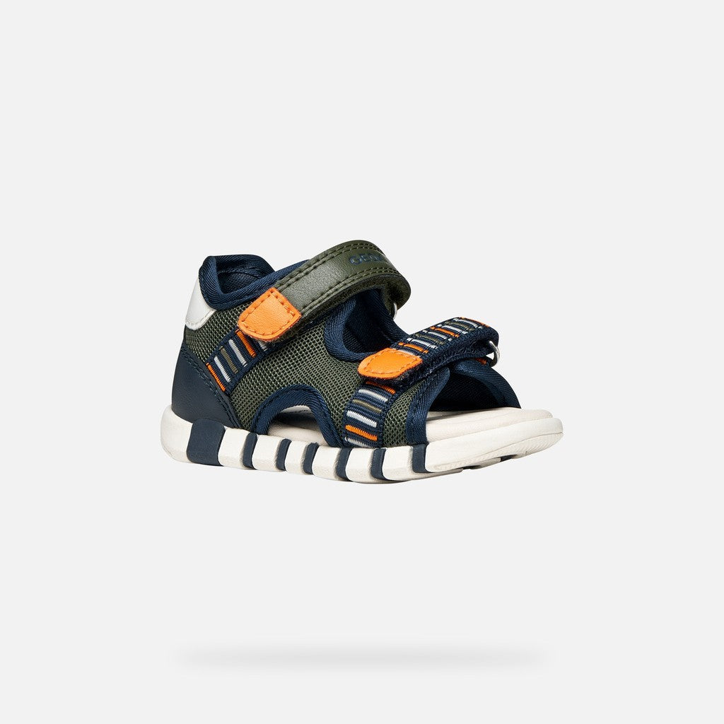 Geox sandale baieti Iupidoo Baby cu varf deschis 18-26 Dark green/Orange