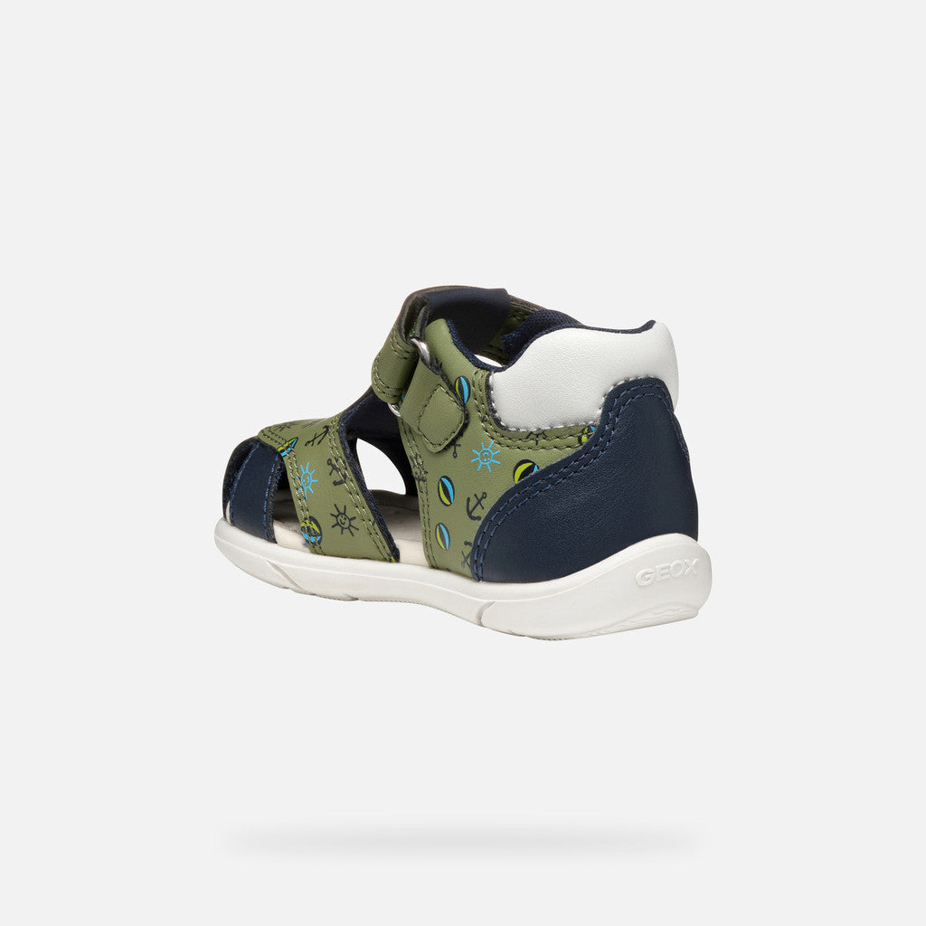 Geox sandale baieti Zapito Baby 18-26 Pistachio/Navy cu ancora