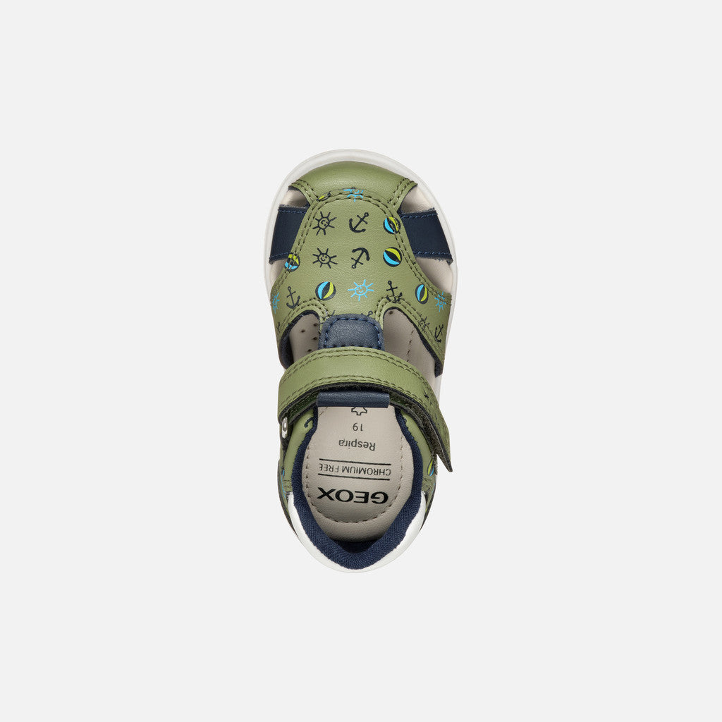 Geox sandale baieti Zapito Baby 18-26 Pistachio/Navy cu ancora