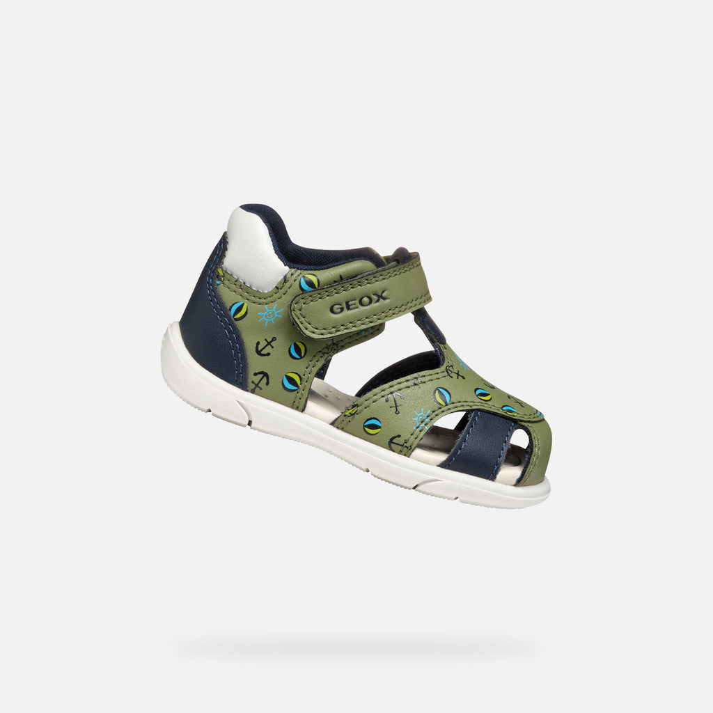 Geox sandale baieti Zapito Baby 18-26 Pistachio/Navy cu ancora