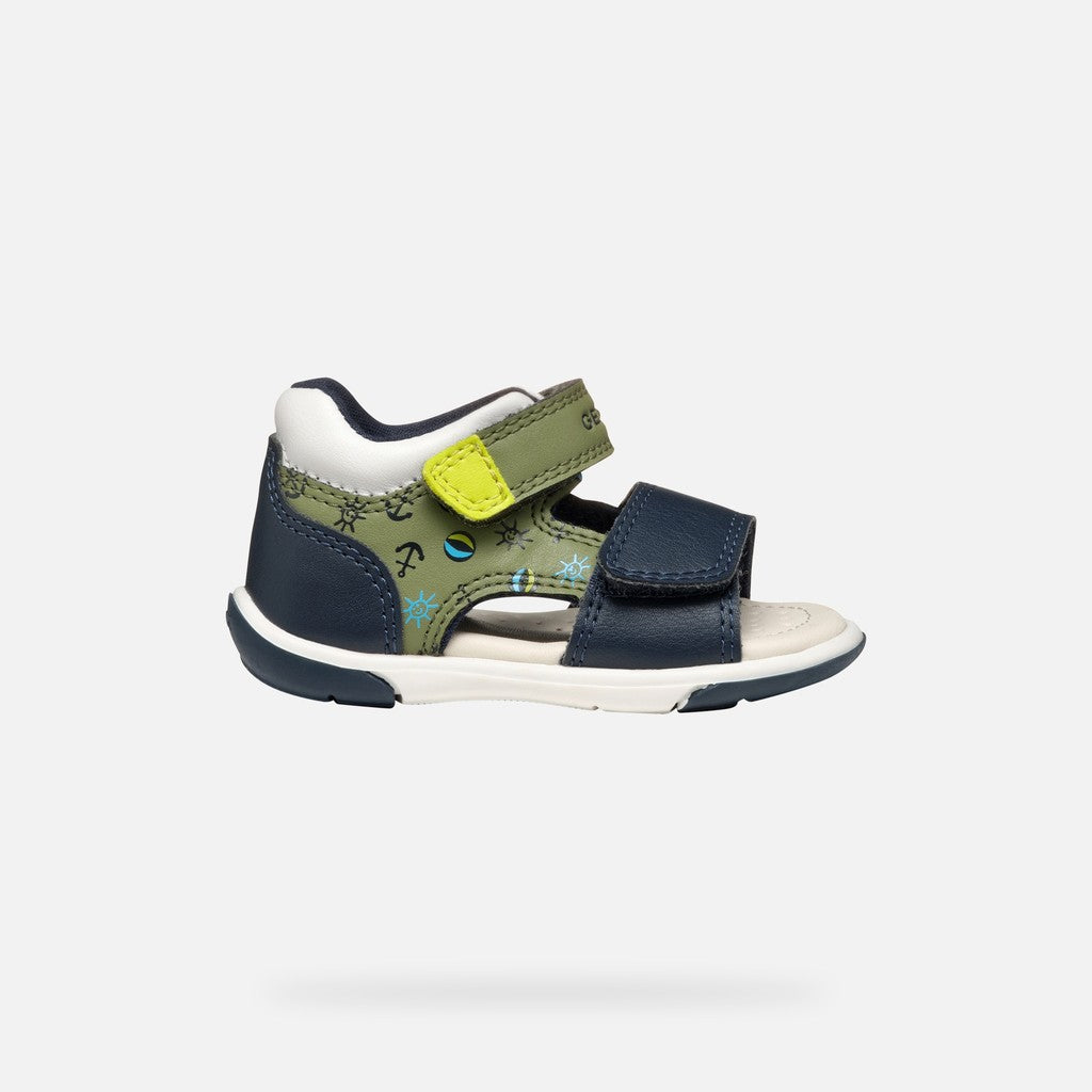 Geox sandale baieti Zapito Baby cu varf deschis 18-26 Pistachio/Navy cu ancora