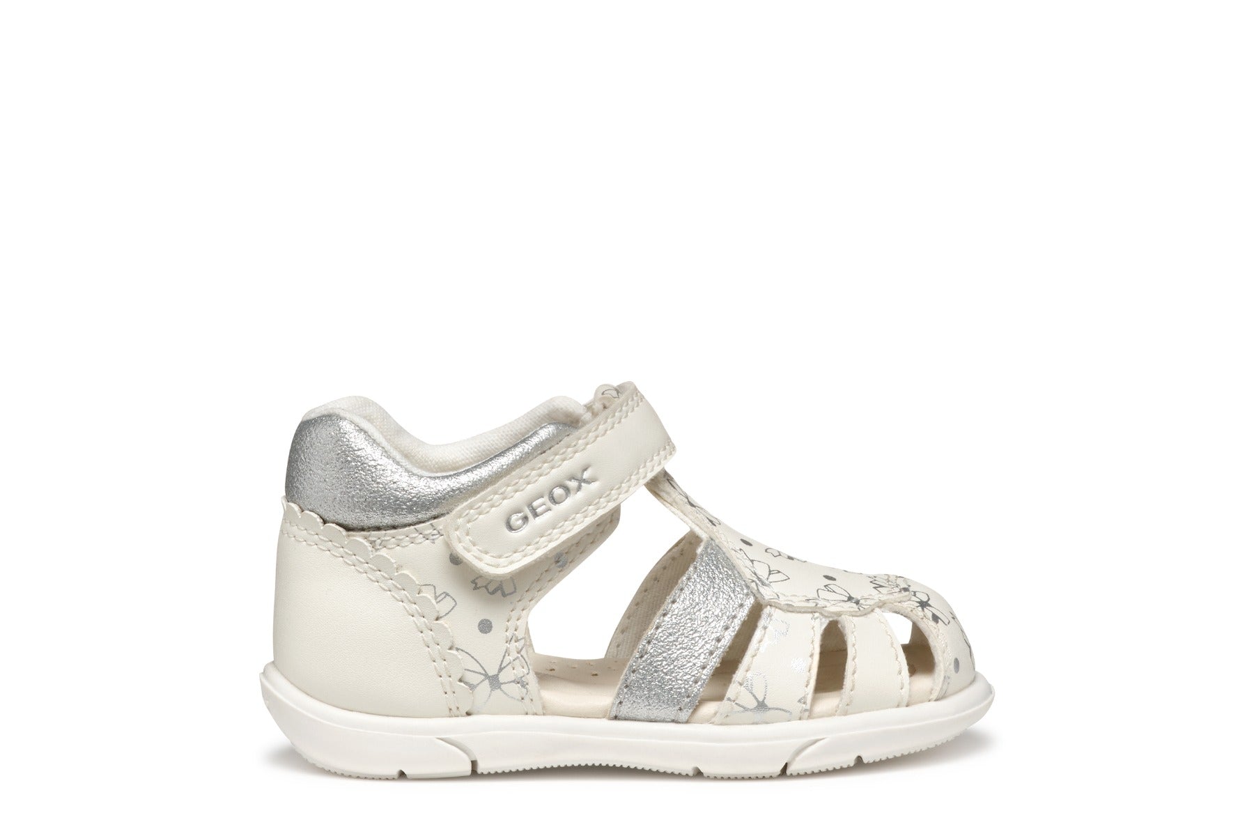 Geox sandale fete 18-26 Zapito White/Silver cu fundite