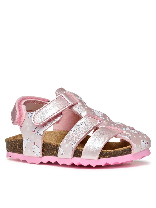 Geox sandale fete 20-23 Chalki Light pink cu balena alba Imagine principală a produsului
