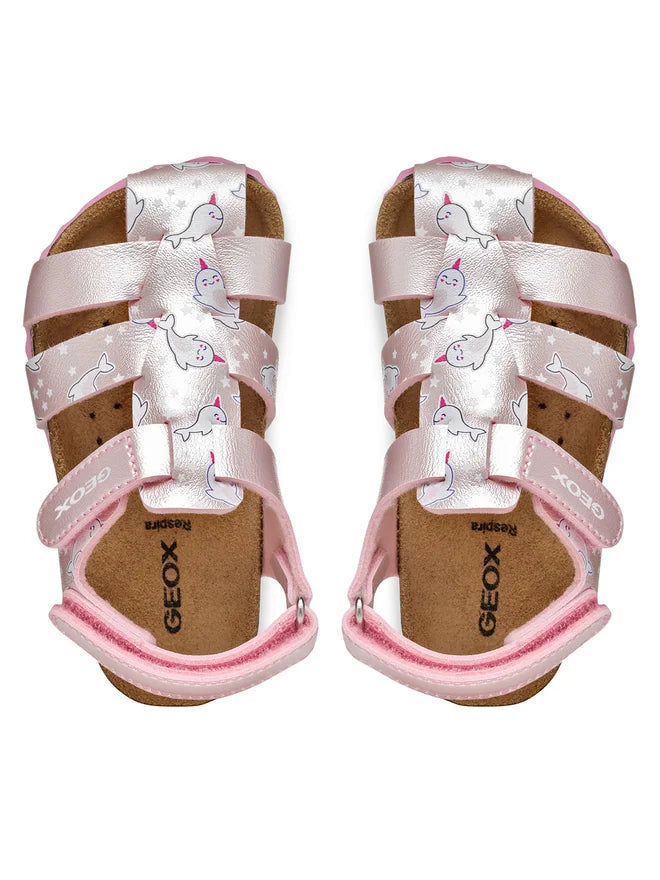 Geox sandale fete 24-27 Chalki Light pink cu balena alba