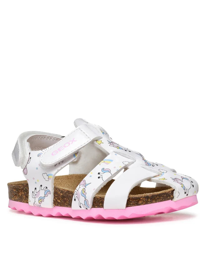 Geox sandale fete 24-27 Chalki White cu unicorn