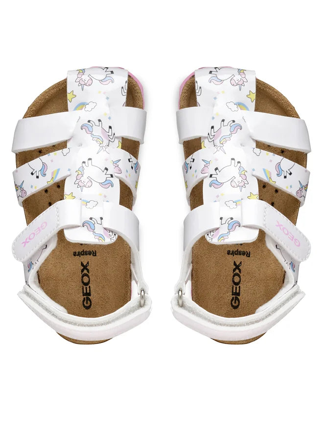 Geox sandale fete 24-27 Chalki White cu unicorn