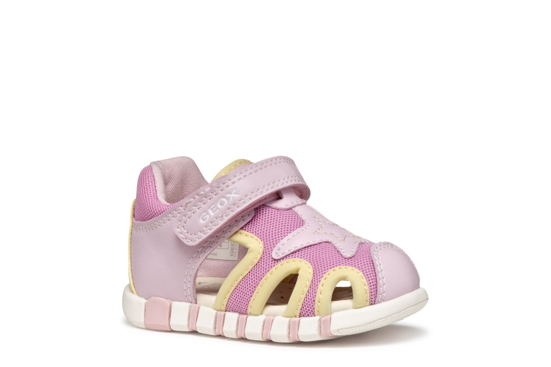 Geox sandale fete cu panza 18-26 Iupidoo Pink/Light Yellow cu stea Imagine principală a produsului