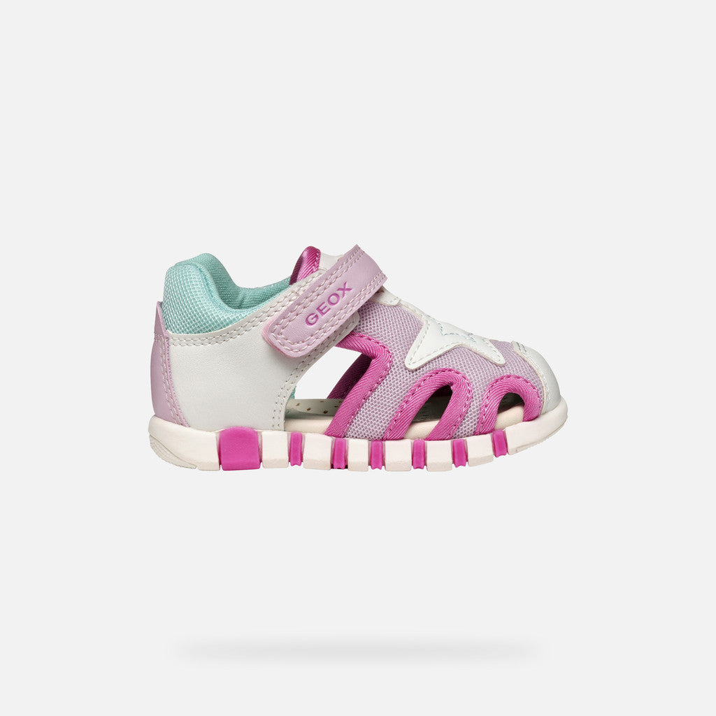 Geox sandale fete cu panza 18-26 Lupidoo White/Fuchsia cu stea Imagine secundară a produsului