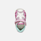 Geox sandale fete cu panza 18-26 Lupidoo White/Fuchsia cu stea