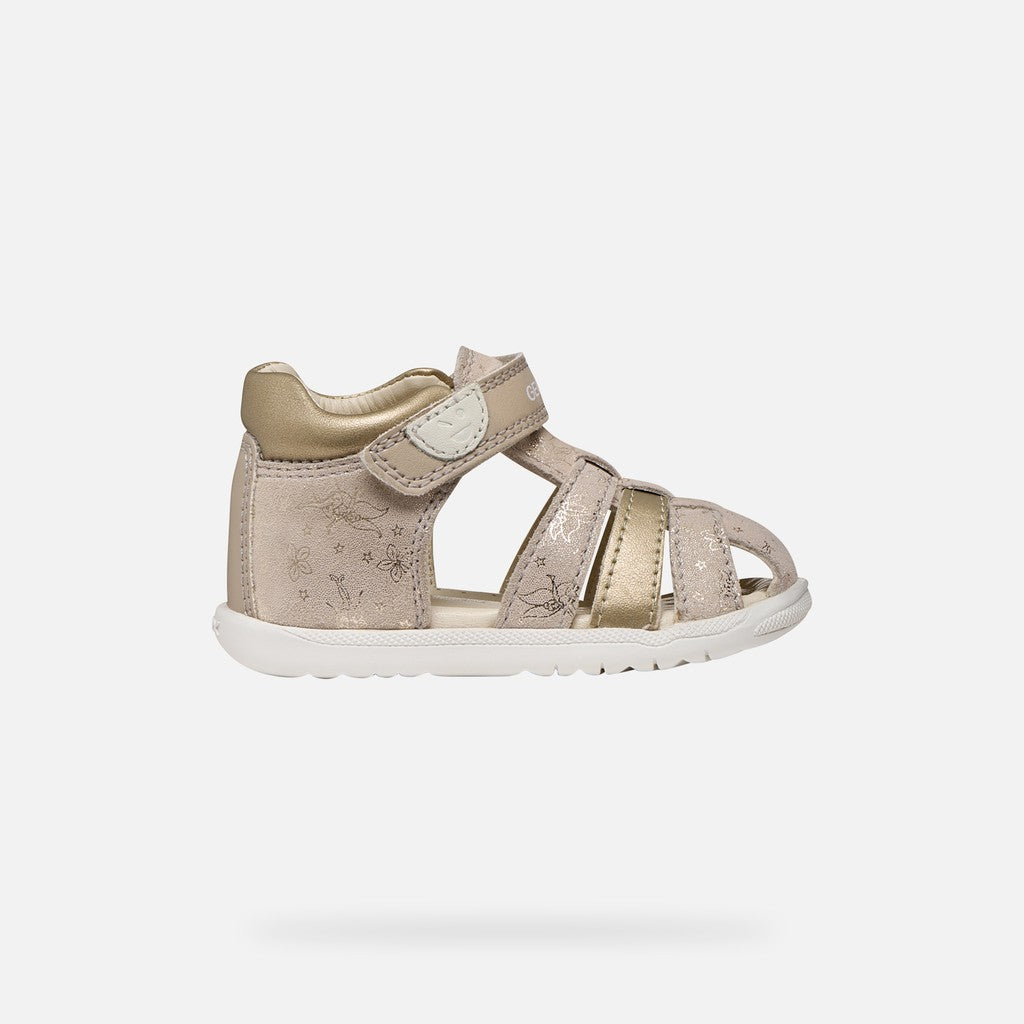 Geox sandale fete Macchia Baby 18-26 Beige/Platinum cu flori