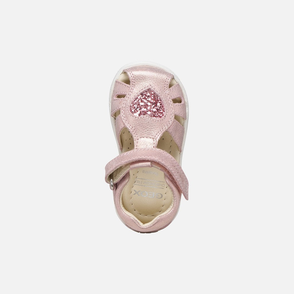 Geox sandale fete Macchia Baby 18-26 Light Rose cu inimioara