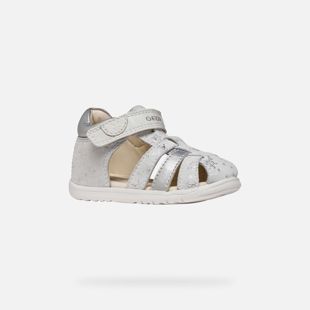 Geox sandale fete Macchia Baby 18-26 White/Silver cu flori Imagine principală a produsului