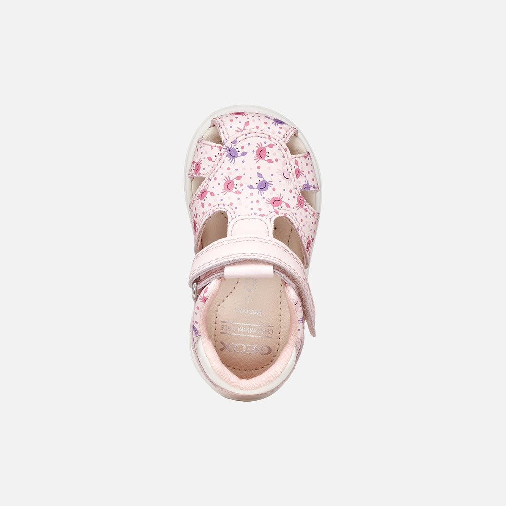Geox sandale fete Zapito Baby 18-26 Light pink/White cu crabi
