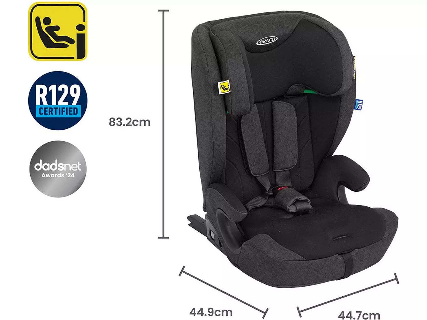 Graco scaun auto isofix Energi i-Size 76-105 cm R129 Midnight