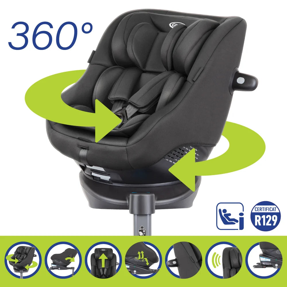 Graco scaun auto isofix rotativ 360 Turn2Me i-Size 40-105 cm, Navy Imagine secundară a produsului