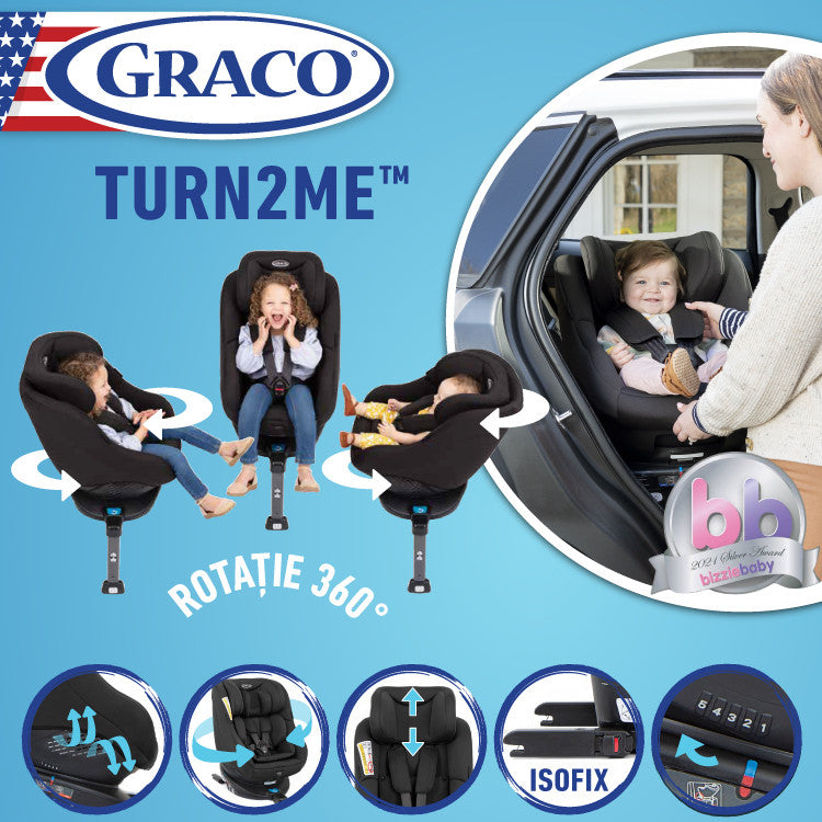Graco scaun auto isofix rotativ 360 Turn2Me 0-18 kg