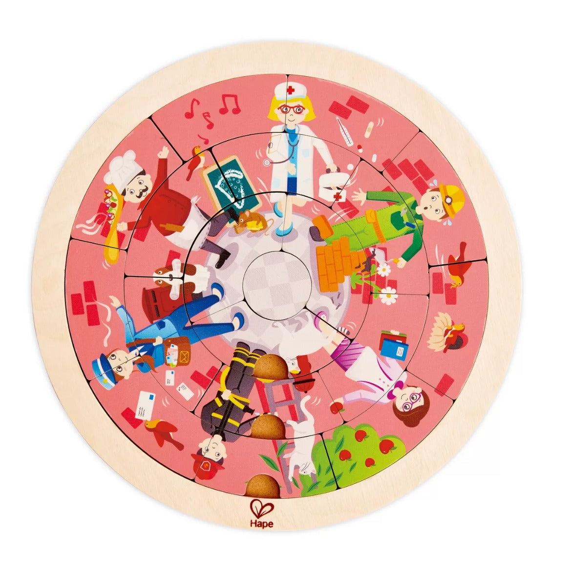 Hape jucarie puzzle rotund cu 2 fete 4 ani+