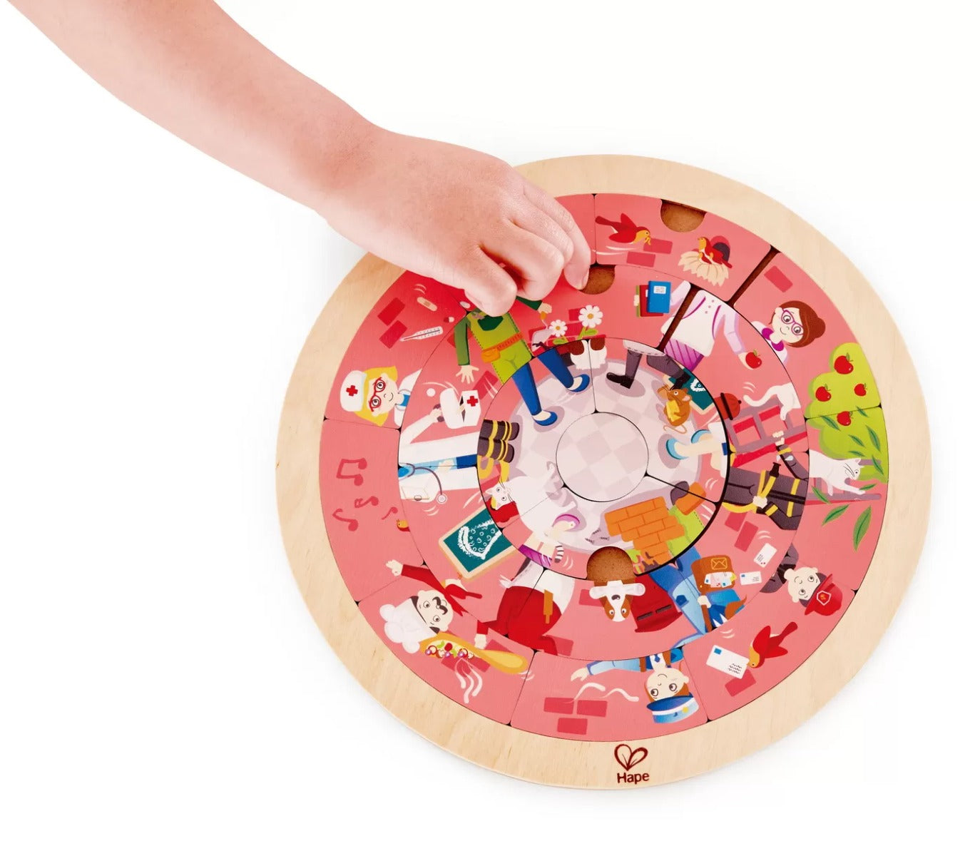 Hape jucarie puzzle rotund cu 2 fete 4 ani+